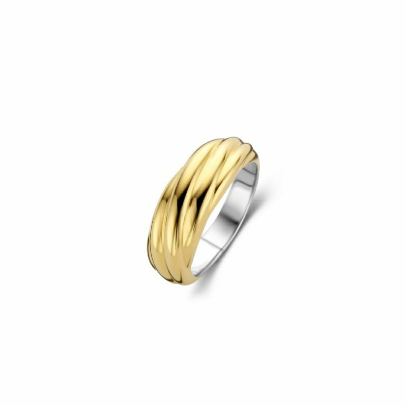 Dress Rings |   Silver And Gold Plated Twisted Band 12239Sy/54 Dress Rings Dress Rings