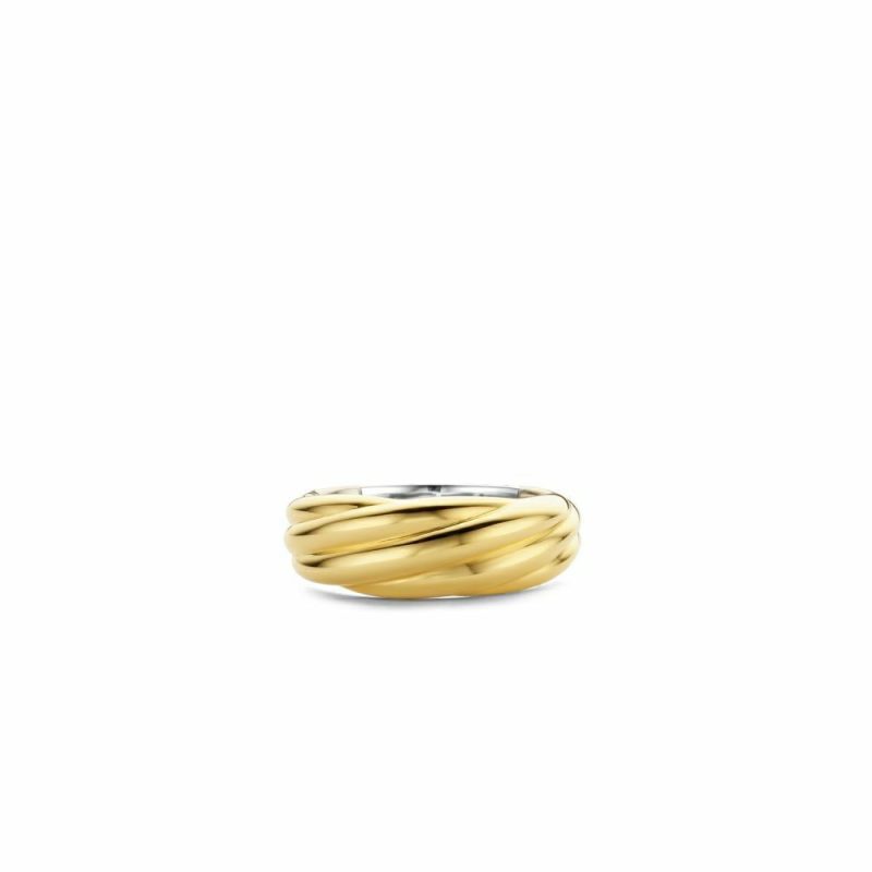 Dress Rings |   Silver And Gold Plated Twisted Band 12239Sy/54 Dress Rings Dress Rings