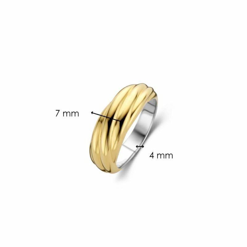 Dress Rings |   Silver And Gold Plated Twisted Band 12239Sy/54 Dress Rings Dress Rings