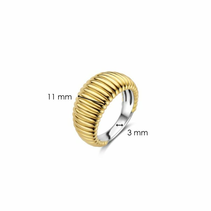 Dress Rings |   Silver And Gold Plated Wide Lined Band 12217Sy/56 Dress Rings Dress Rings