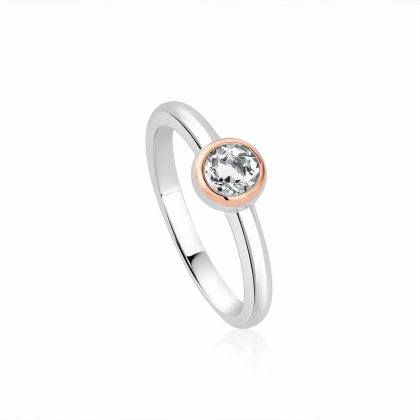 Dress Rings |   Silver And Rose Gold Celebration White Topaz Ring 3Sclc0654 Dress Rings Dress Rings