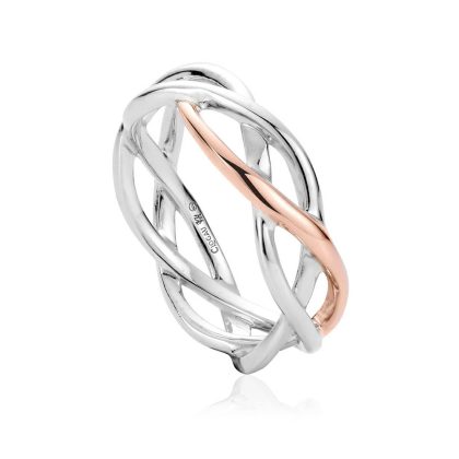 Dress Rings |   Silver And Rose Gold Eternal Love Weave Ring 3Scmg54 Dress Rings Dress Rings