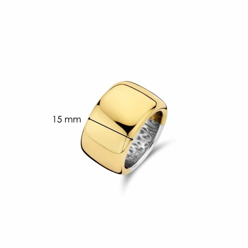 Dress Rings |   Silver And Yellow Gold Plated Wide Band 12233Sy/58 Dress Rings Dress Rings