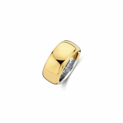 Dress Rings |   Silver And Yellow Gold Plated Wide Dress Band 12234Sy/Size 56 Dress Rings Dress Rings