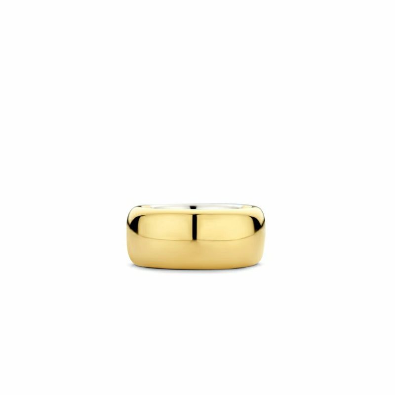 Dress Rings |   Silver And Yellow Gold Plated Wide Dress Band 12234Sy/Size 56 Dress Rings Dress Rings