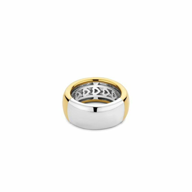 Dress Rings |   Silver And Yellow Gold Plated Wide Dress Band 12234Sy/Size 56 Dress Rings Dress Rings