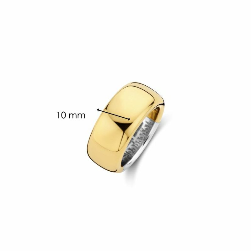 Dress Rings |   Silver And Yellow Gold Plated Wide Dress Band 12234Sy/Size 56 Dress Rings Dress Rings