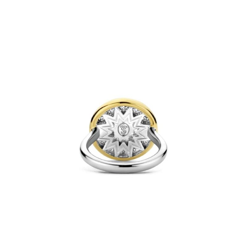 Dress Rings |   Silver & Gold Plate Cz  Round Sun Patterned Ring – 12215Zy/56 Dress Rings Dress Rings