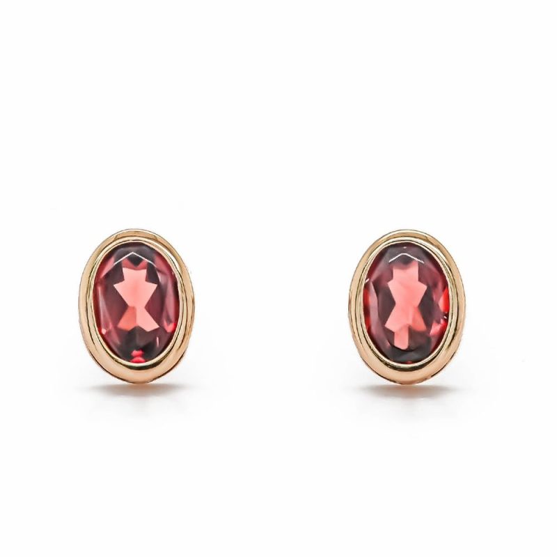 Earrings |   18Ct Rose Gold Garnet Stud Earrings Earrings Earrings