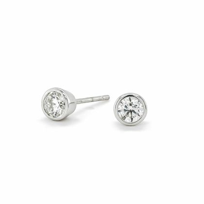 Earrings |   18Ct White Gold 0.85Ct Round Diamond Rub Over Earrings Earrings Earrings