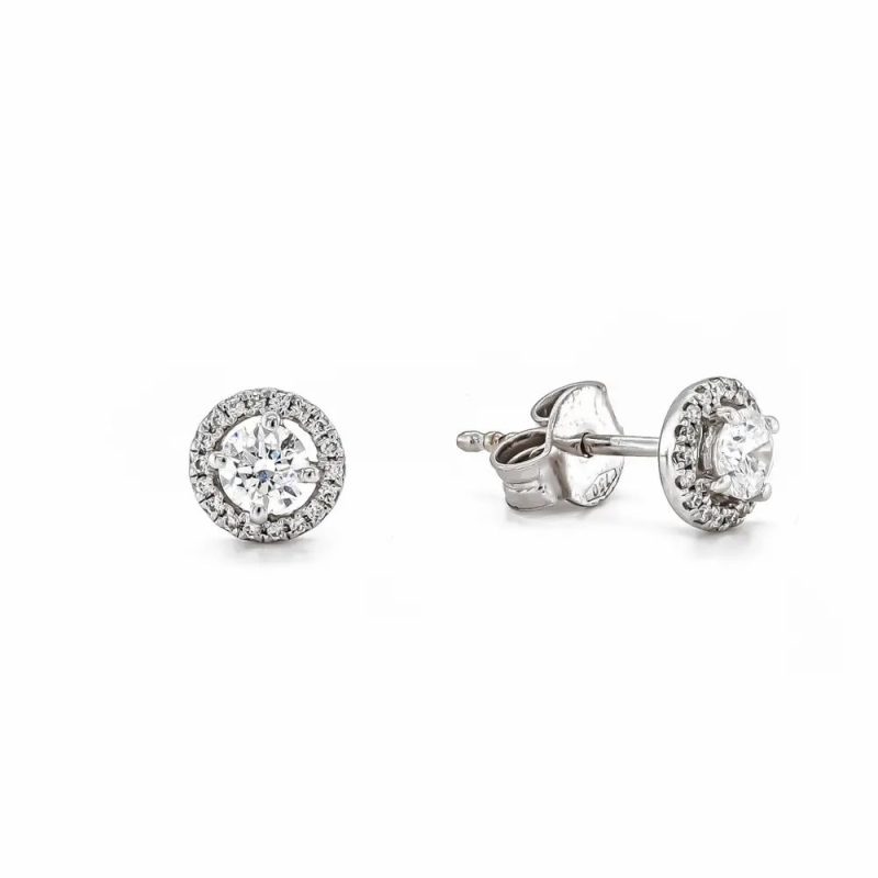 Earrings |   18Ct White Gold Brilliant Cut 0.45Tc Diamond Cluster Stud Earrings Earrings Earrings