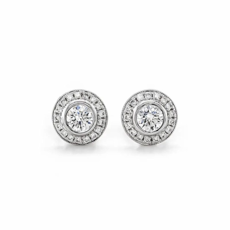 Earrings |   18Ct White Gold Brilliant Cut 0.73Ct Diamond Cluster Stud Earrings Earrings Earrings