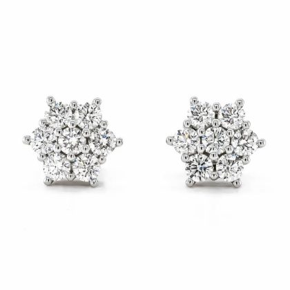 Earrings |   18Ct White Gold Brilliant Cut 2.00Ct Diamond Cluster Stud Earrings Earrings Earrings