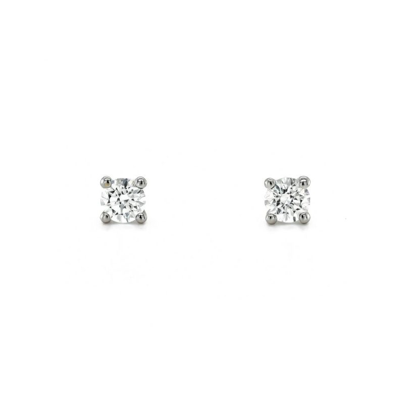 Earrings |   18Ct White Gold Brilliant Cut Diamond Claw Set Stud Earrings 0.40Ct Earrings Earrings