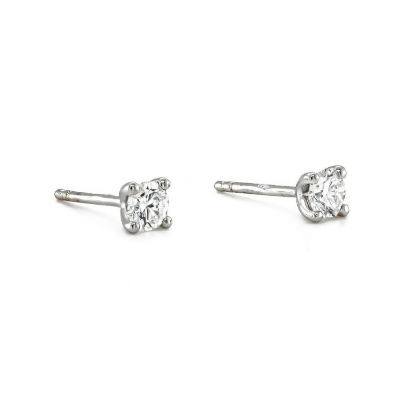 Earrings |   18Ct White Gold Brilliant Cut Diamond Claw Set Stud Earrings 0.40Ct Earrings Earrings