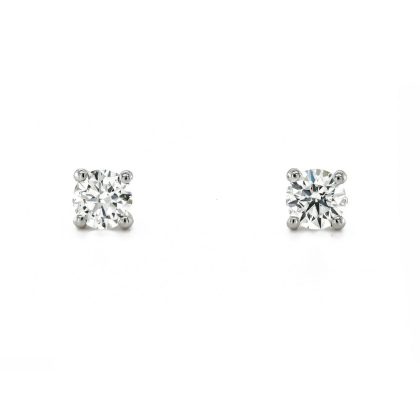 Earrings |   18Ct White Gold Brilliant Cut Diamond Claw Set Stud Earrings  0.70Ct Earrings Earrings