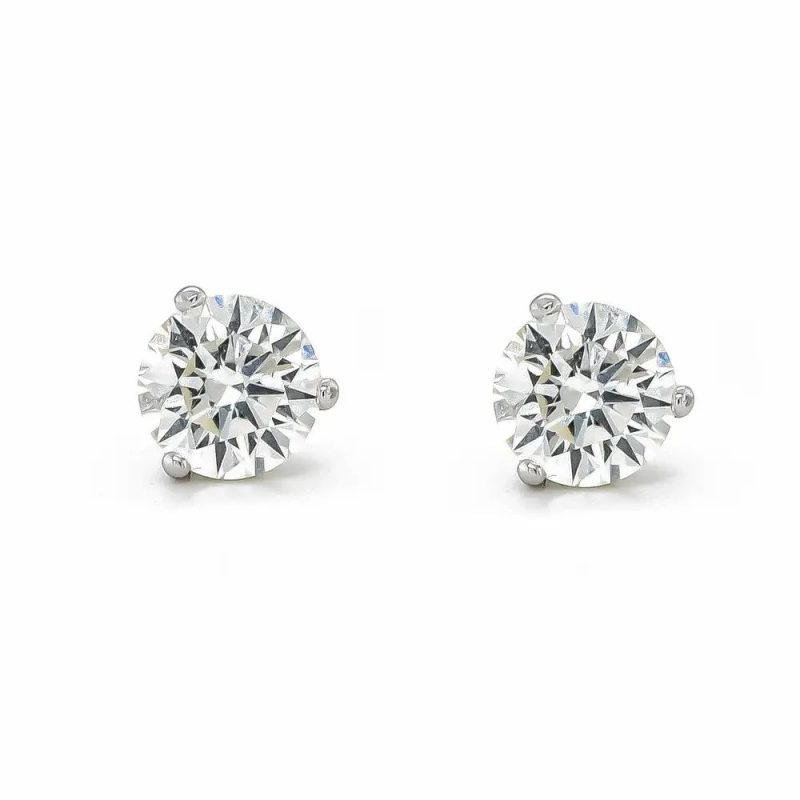 Earrings |   18Ct White Gold Brilliant Cut Diamond Claw Studs 2.15Cts Earrings Earrings