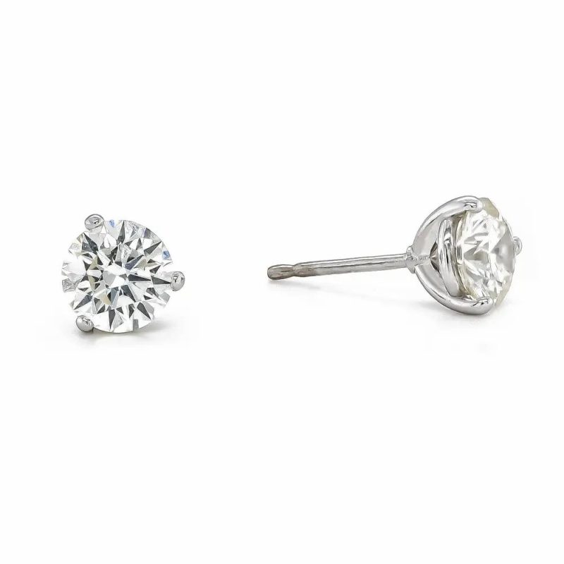 Earrings |   18Ct White Gold Brilliant Cut Diamond Claw Studs 2.15Cts Earrings Earrings