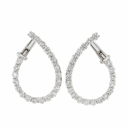 Earrings |   18Ct White Gold Brilliant Cut Diamond Curl Hoop Earrings Earrings Earrings