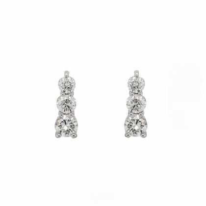 Earrings |   18Ct White Gold Brilliant Cut Diamond Graduated Drop Earrings Earrings Earrings