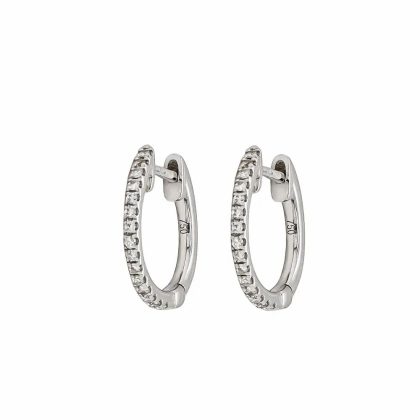 Earrings |   18Ct White Gold Brilliant Cut Diamond Hoop Earrings 0.19Ct Earrings Earrings