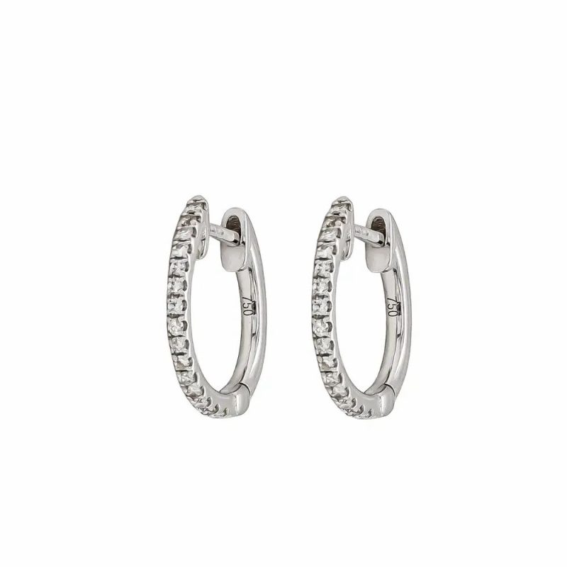 Earrings |   18Ct White Gold Brilliant Cut Diamond Hoop Earrings 0.19Ct Earrings Earrings