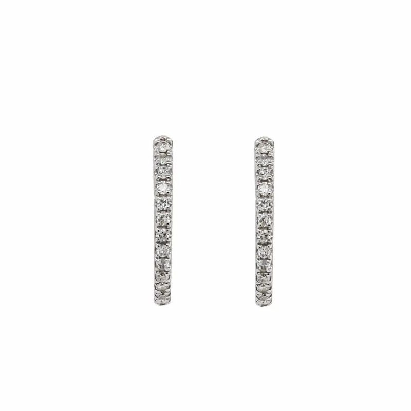 Earrings |   18Ct White Gold Brilliant Cut Diamond Hoop Earrings 0.19Ct Earrings Earrings