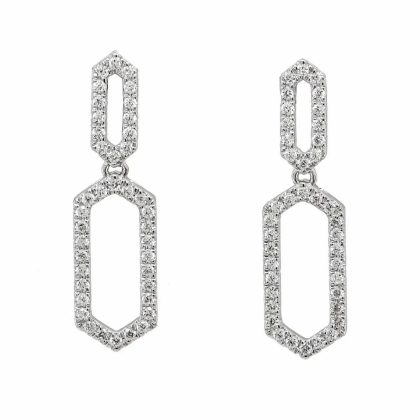 Earrings |   18Ct White Gold Brilliant Cut Diamond Loop Drop Earrings Earrings Earrings