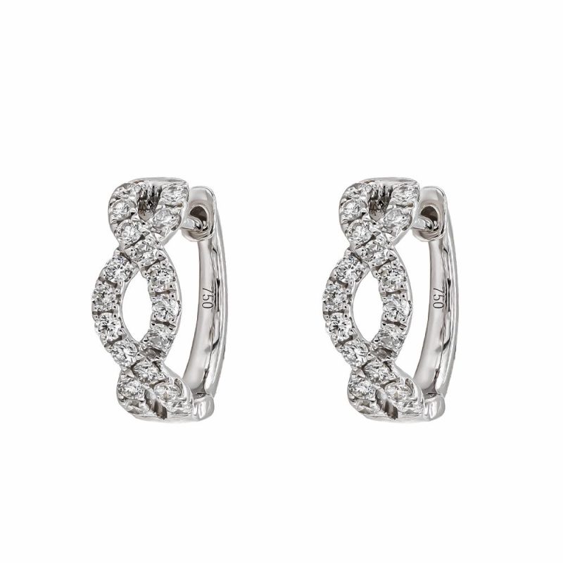 Earrings |   18Ct White Gold Brilliant Cut Diamond Twist Hoop Earrings 0.63Ct Earrings Earrings