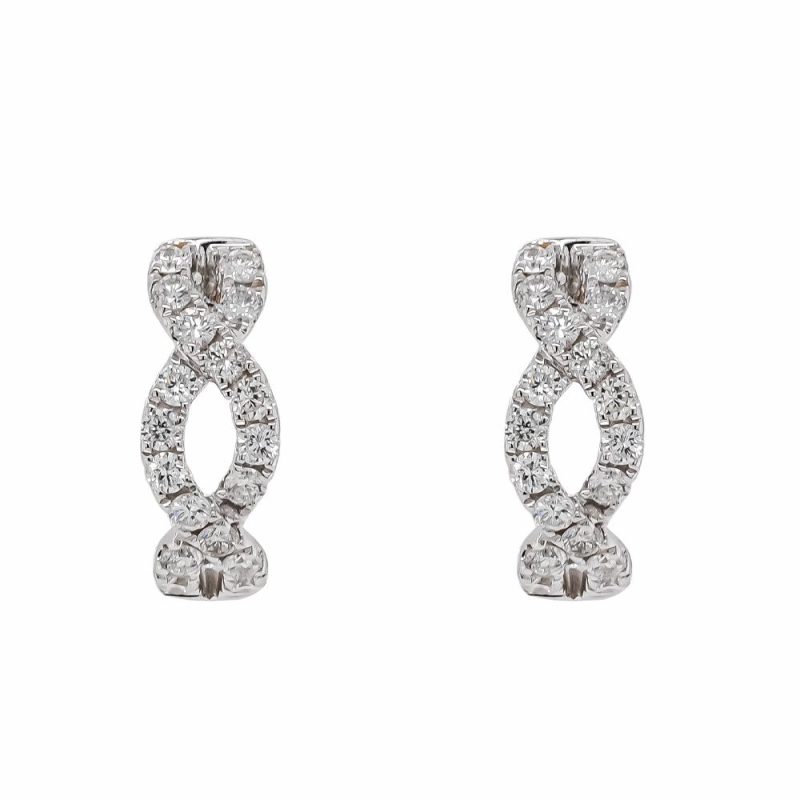 Earrings |   18Ct White Gold Brilliant Cut Diamond Twist Hoop Earrings 0.63Ct Earrings Earrings