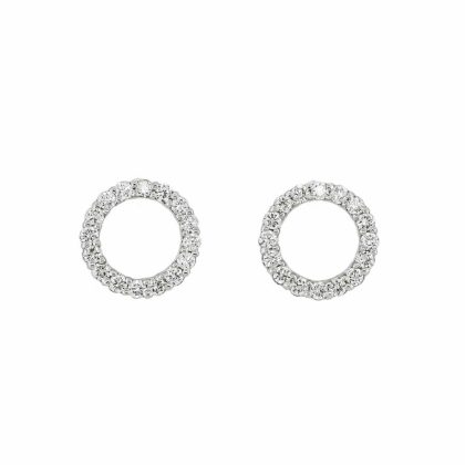 Earrings |   18Ct White Gold Brilliant Diamond Open Circle Earrings .46Cts Earrings Earrings