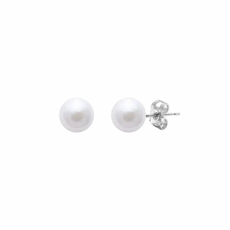 Earrings |   18Ct White Gold Cultured Akoya Pearl Stud Earrings Earrings Earrings