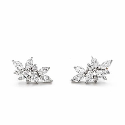 Earrings |   18Ct White Gold Diamond Leaf Stud Earrings Earrings Earrings