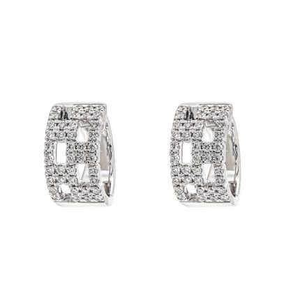 Earrings |   18Ct White Gold Diamond Wide Patterned Hoop Earrings Earrings Earrings