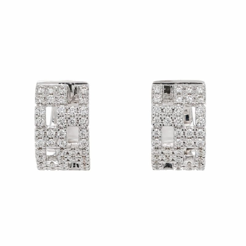 Earrings |   18Ct White Gold Diamond Wide Patterned Hoop Earrings Earrings Earrings