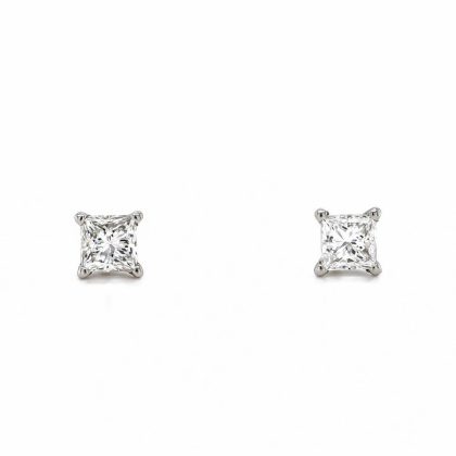 Earrings |   18Ct White Gold Princess Cut Diamond Stud Earrings 0.70Ct Earrings Earrings