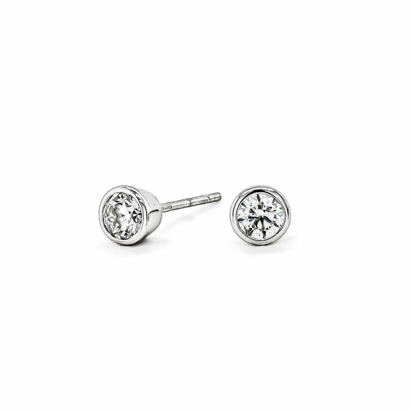 Earrings |   18Ct White Gold Rub Set Diamond Studs 0.53Ct Earrings Earrings