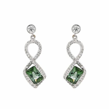 Earrings |   18Ct White Gold Tourmaline & Diamond Dropper Earrings Earrings Earrings