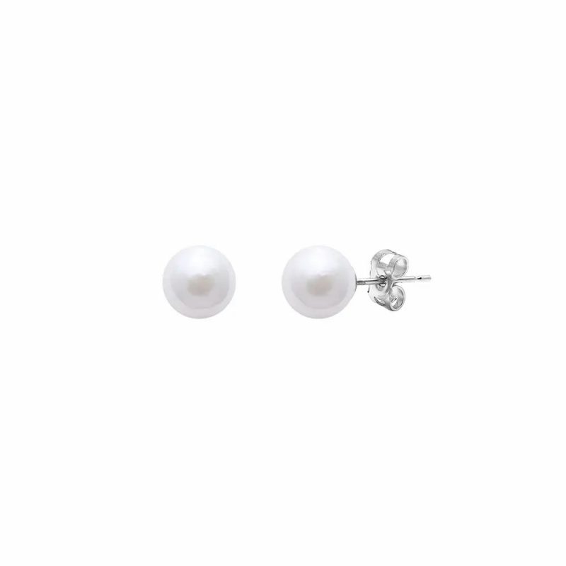 Earrings |   18Ct White Gold White Akoya Cultured Pearl Stud Earrings Earrings Earrings