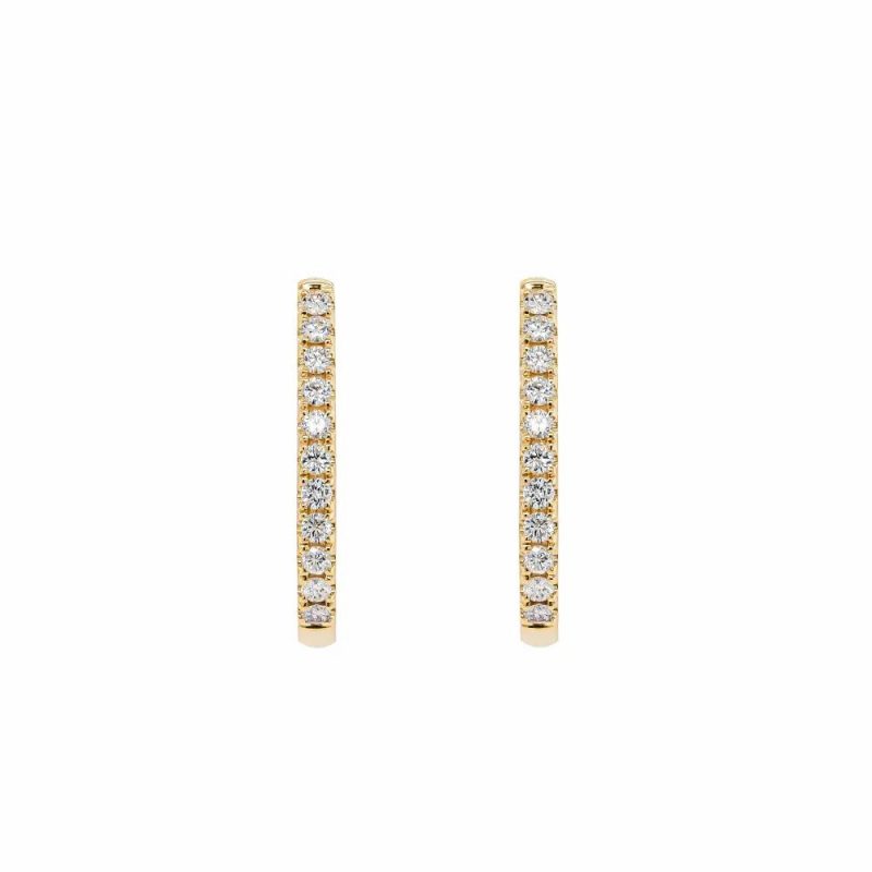 Earrings |   18Ct Yellow Gold Brilliant Cut Diamond Large Hoop Earrings Earrings Earrings