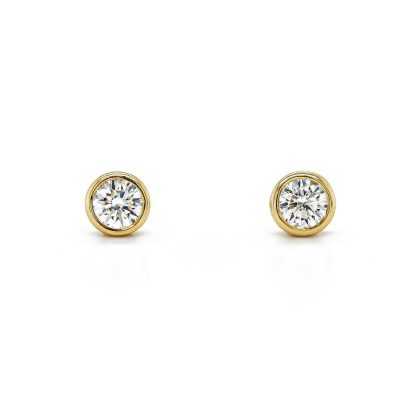 Earrings |   18Ct Yellow Gold Brilliant Cut Diamond Rub Set Stud Earrings  0.51Ct Earrings Earrings