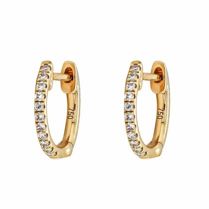 Earrings |   18Ct Yellow Gold Brilliant Cut Diamond Small Hoop Earrings 0.12Ct Earrings Earrings