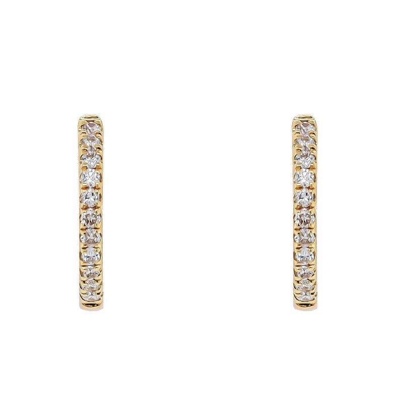 Earrings |   18Ct Yellow Gold Brilliant Cut Diamond Small Hoop Earrings 0.12Ct Earrings Earrings