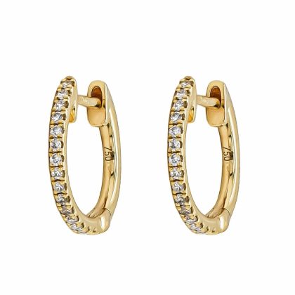 Earrings |   18Ct Yellow Gold Brilliant Cut Diamond Small Hoop Earrings 0.19Ct Earrings Earrings