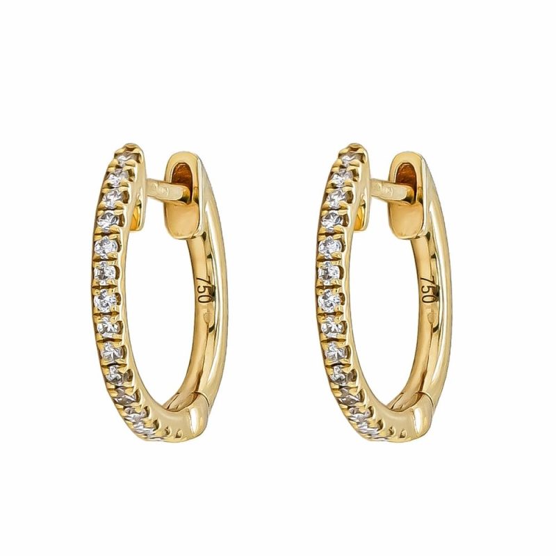 Earrings |   18Ct Yellow Gold Brilliant Cut Diamond Small Hoop Earrings 0.19Ct Earrings Earrings