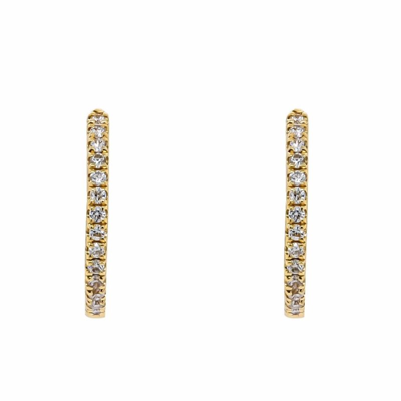 Earrings |   18Ct Yellow Gold Brilliant Cut Diamond Small Hoop Earrings 0.19Ct Earrings Earrings