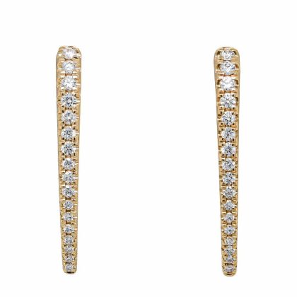 Earrings |   18Ct Yellow Gold Brilliant Cut Diamond V Shape Hoop Earrings Earrings Earrings