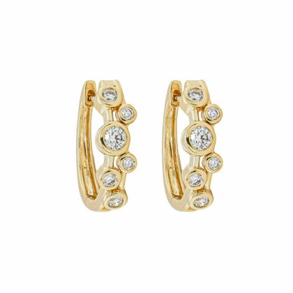 Earrings |   18Ct Yellow Gold Bubble Design Diamond Hoop Earrings .44Cts Earrings Earrings