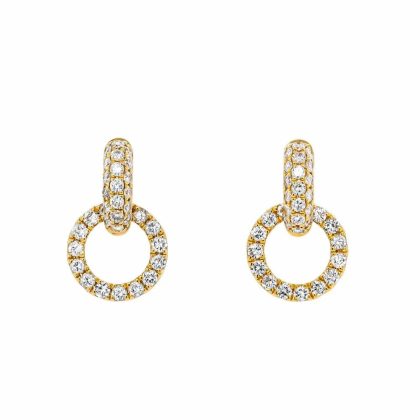 Earrings |   18Ct Yellow Gold Diamond Hoop & Circle Drop Earrings Earrings Earrings