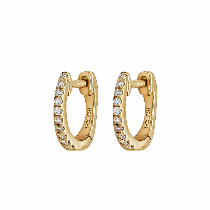 Earrings |   18Ct Yellow Gold Diamond Hoop Small Earrings .07Cts Earrings Earrings